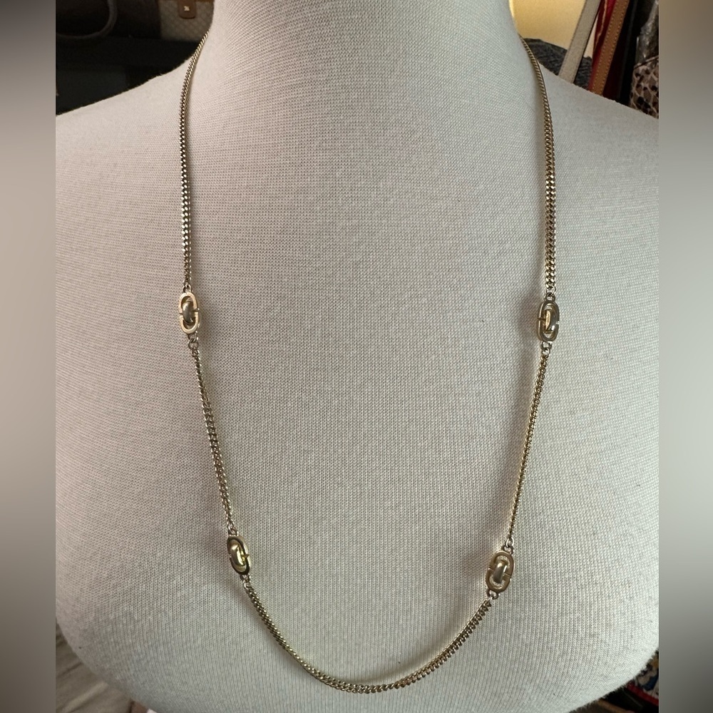 Christian Dior Vintage Logo Station Necklace